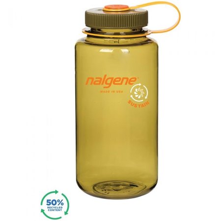 NALGENE 1 qt. Wide Mouth Sustain Water Bottle, Olive 341957